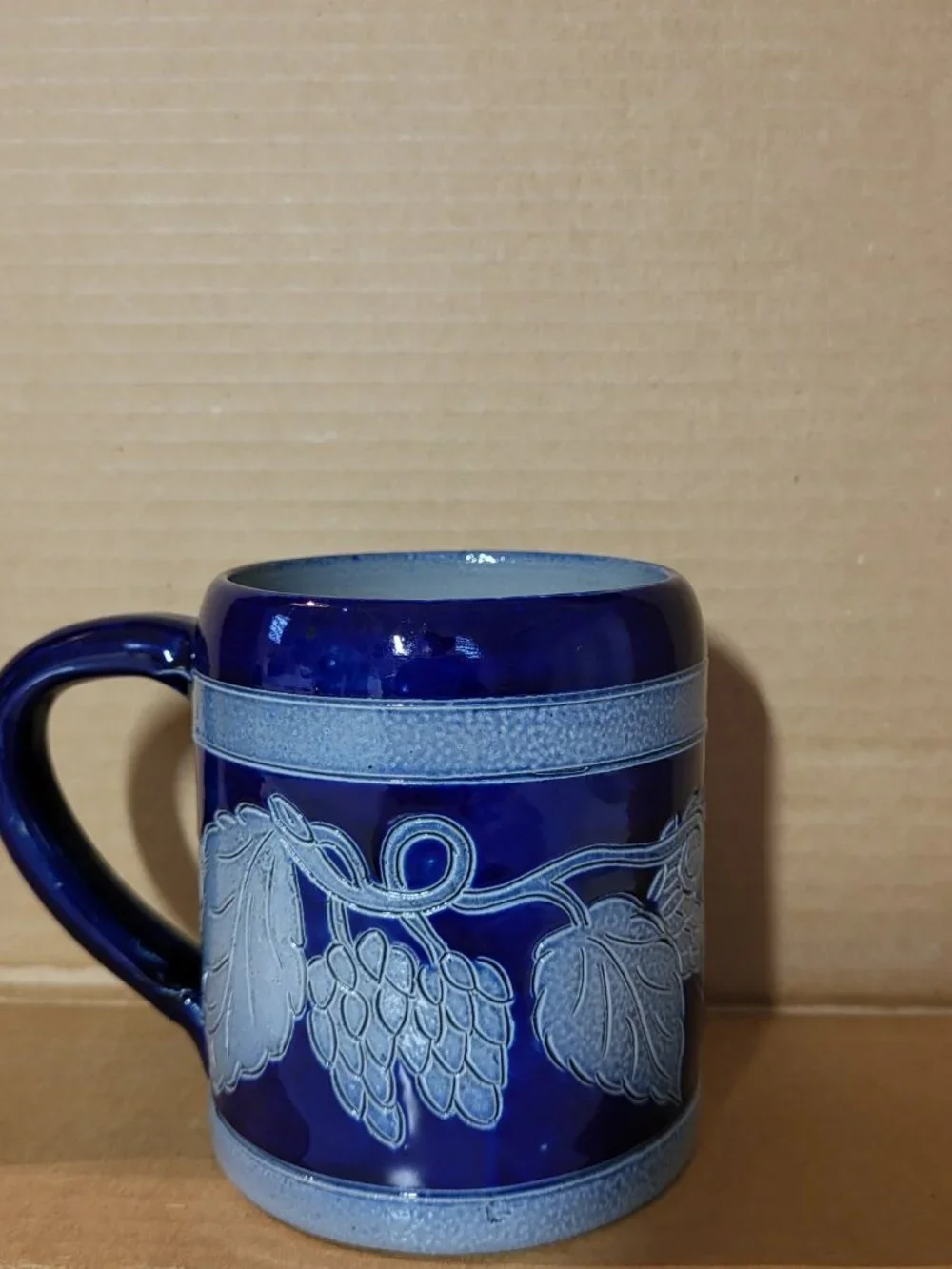 Vintage Betschdorf France Salt Glazed Pottery Beer Mug Stein Grape H Remmy